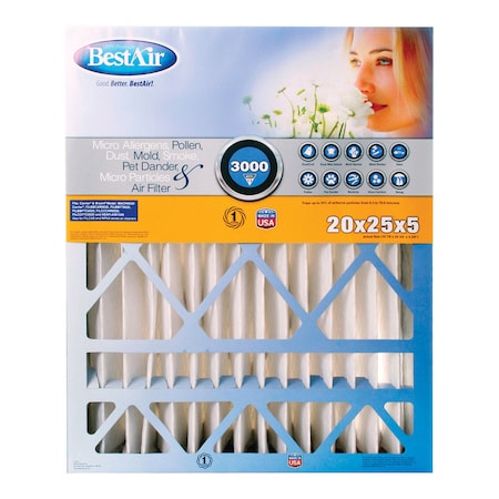 B & K 20x25x5 Bestair Pleated Air Filter CB2025-13R